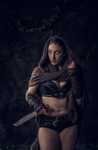 Hooded rogue warrior with weapon - Kansas City fantasy photography