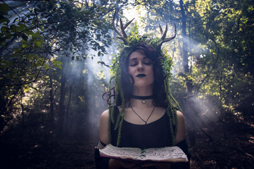 Mystical forest creature portrait with nature crown - Kansas City fantasy photography